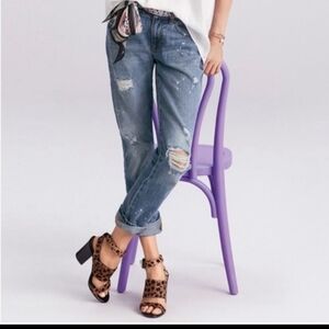 Rag & Bone DRE Capri Women's Jeans Lucky Wash Distressed Paint 5 Pocket Sz. 24